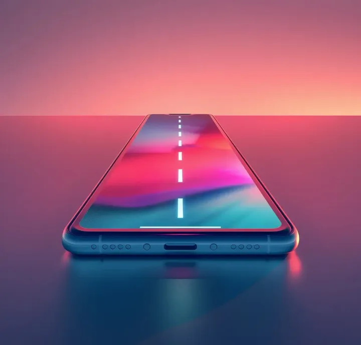 Un smartphone transformé en piste d'atterissage numérique. Image générée par IA, libre de droits issue de Lummi.